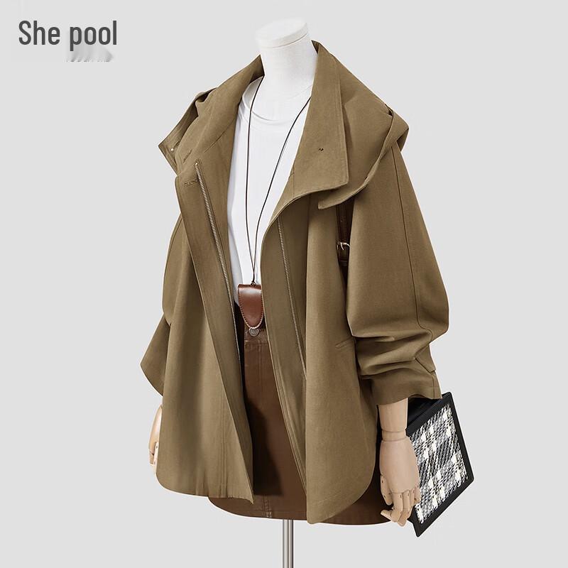 

Ее Плащ-тренч с капюшоном из лиоцелла для женщин M