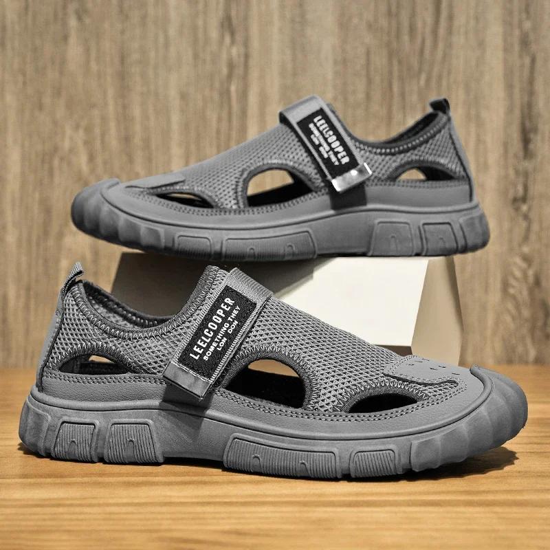 New Summer Breathable Sandals Outdoor Net Surface Beach Shoes Leisure Hollow Deodorant Soft Sole Wear-resistant Frame Shoes