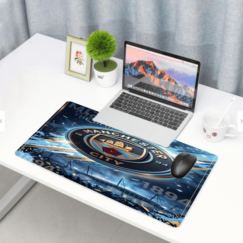 Manchester City FC Print Mouse Pad, Anti‑Slip Desktop keyboard Mat, for PC Laptop Gaming Working Daily Use, Cool Festival Birthday Gift
