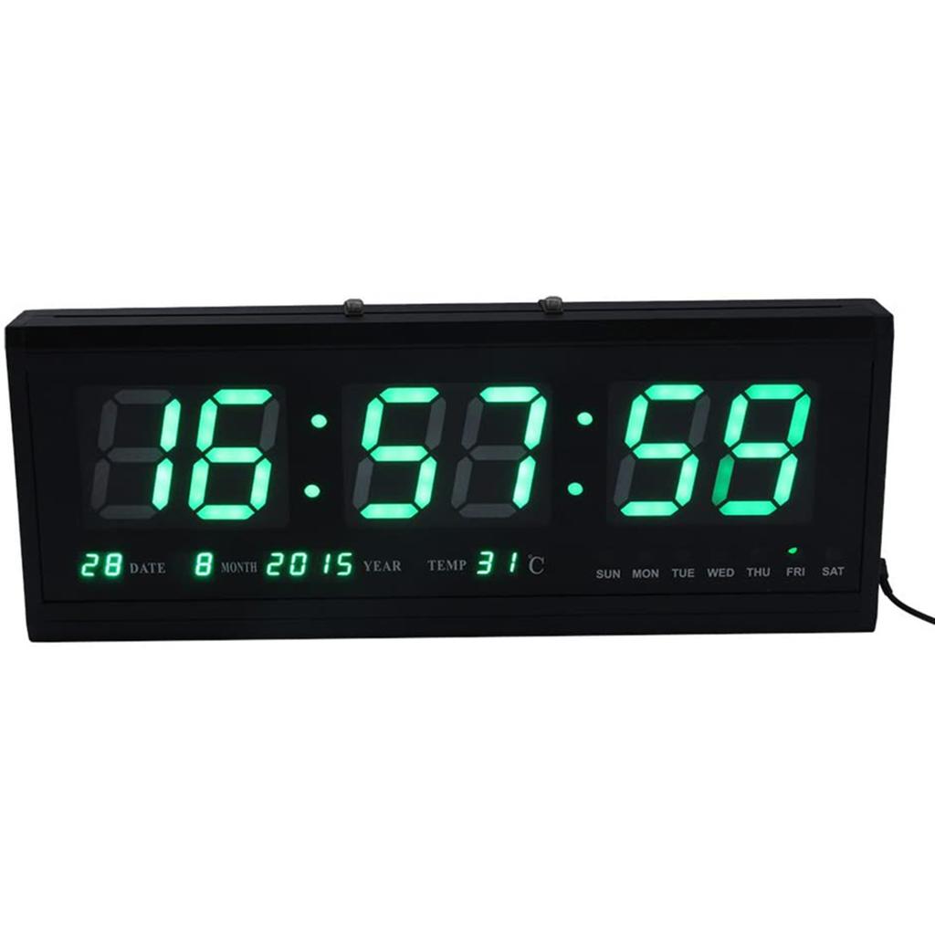 Large Modern LED Digital Wall Clock Date Temperature 24 Or 12 Hour Office