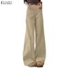 Women Casual Solid Color Loose Straight Long Pants