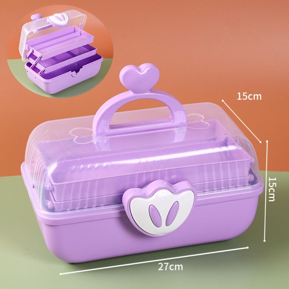 3 Layers Hairpin Storage Box Foldable Transparent Lid Toy Organizer Box Cartoon Large Capacity Jewellery Box Hair Accessories