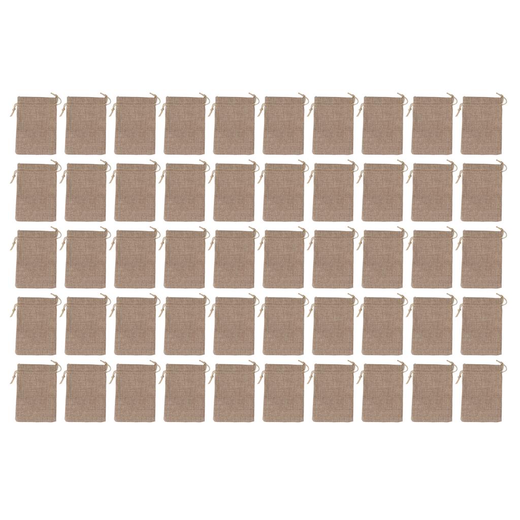50PCS Burlap Gift Bags with Drawstring Linen Jewelry Pouches Wedding Hessian Jute Bags for Party