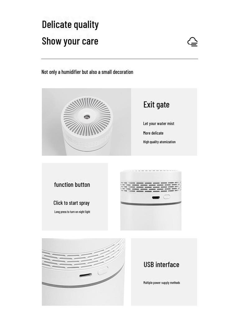 USB Portable Humidifier: Multi-Color Light, Large Mist, Home & Car Air Purifier