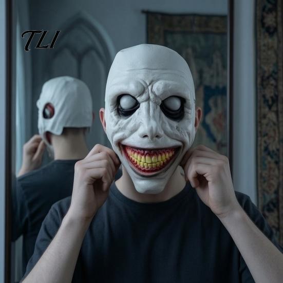 Accessori Costumi Esorcista Spettrale Maschera di Halloween, Faccia in Lattice Jack a Doppio Strato Sinistra Maschere Horror Realistiche Copricapo per Festa, Cosplay Spaventoso