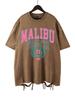 Malibu Beach Letter Prints Washed TShirt Cotton Women Oversized T Shirt Casual ONeck Short Sleeve Tops New Woman Clothes