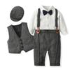 Conjunto de Ropa Formal para Bebé Niño Ropa de Bebé Niño Caballero Romper de Cumpleaños Atuendo Chaleco Manga Larga Mono de Bebé Traje Formal
