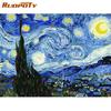 Frame DIY Painting By Numbers Van Gogh Starry Sky Picture By Numbers Landscape Wall Art Acrylic Paint For Home Decor Art