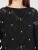 Lily Brown Openwork Pearl Knit Top Women's LWNT214808, Black/F