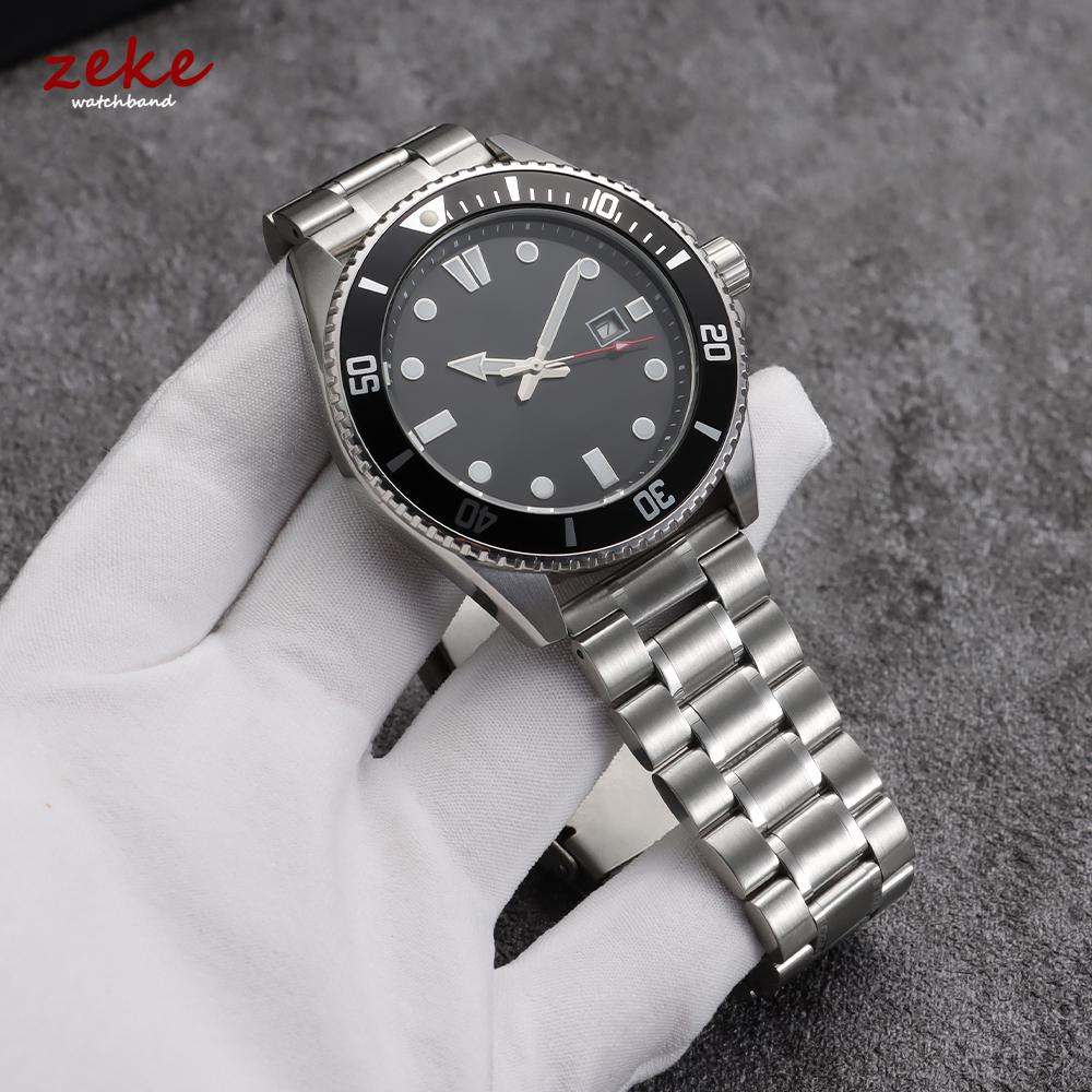 Solid Stainless Steel Watch Strap 18/20/22/24mm Silver Metal Curved End Double Press Folding Buckle Bracelet WatchBand for Seiko