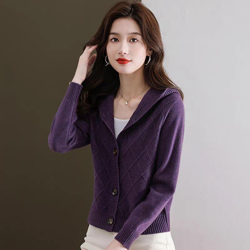 Hooded Knitted Cardigan Women's Autumn Clothing New Loose Casual Outer Sweater Hooded Small Coat