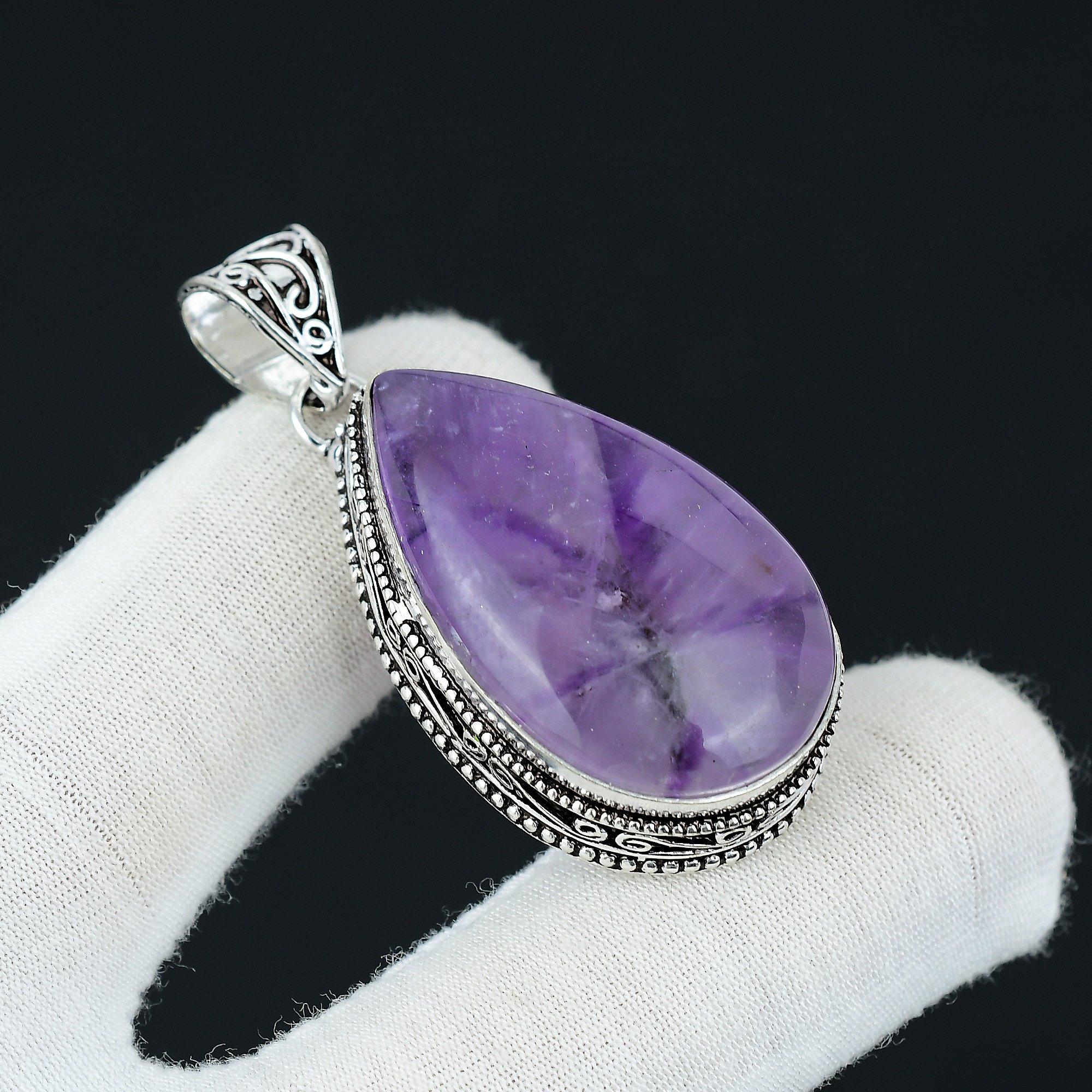 

Подвеска ручной работы с драгоценным камнем аметист, подвеска из стерлингового серебра 925 пробы, антикварная подвеска из натурального аметиста, украшения из аметиста для мамы в подарок