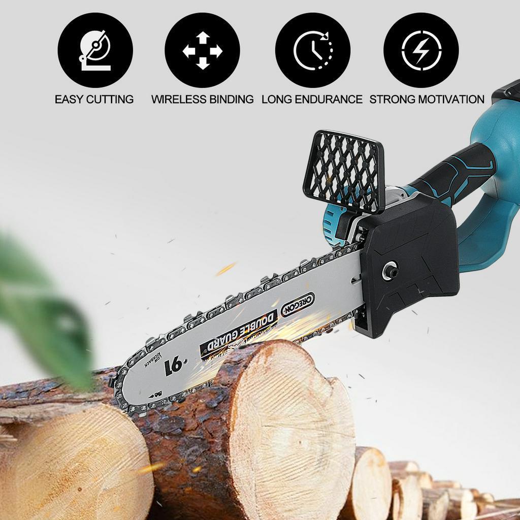 21V Cordless Electric Chain Saw Wood 8inch / 10inch Mini Cutter One-Hand Saw Woodworking Tool