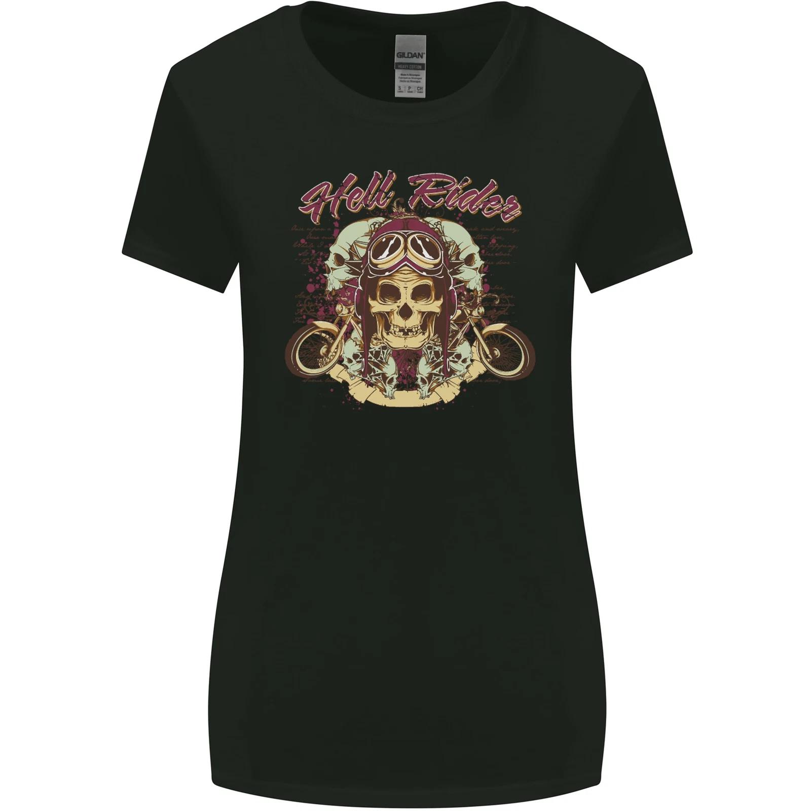 Hell Riders Motorcycle Motorbike Biker Womens Wider Cut T-Shirt 2XL