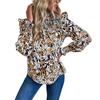 2025 Autumn and Winter New Long Sleeve Leopard Print Women's Half Turtle Collar Flying Sleeve Shirt for Women