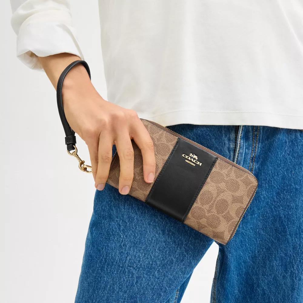 New COACH Coated Canvas Wallet Trumpets Women's Tan & Black CW947-IMQRX