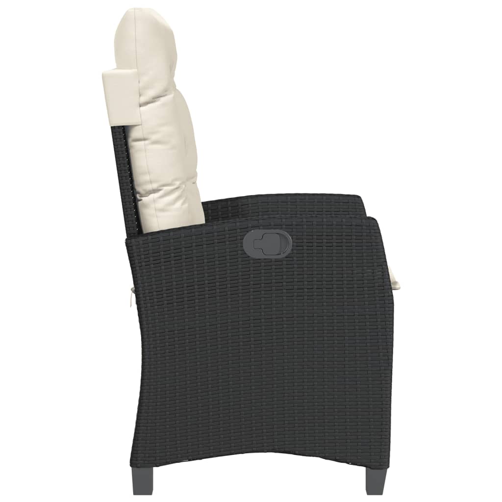 Vidaxl Folding Garden Chairs, 2 Pcs, Cushions, Black Rattan Pe