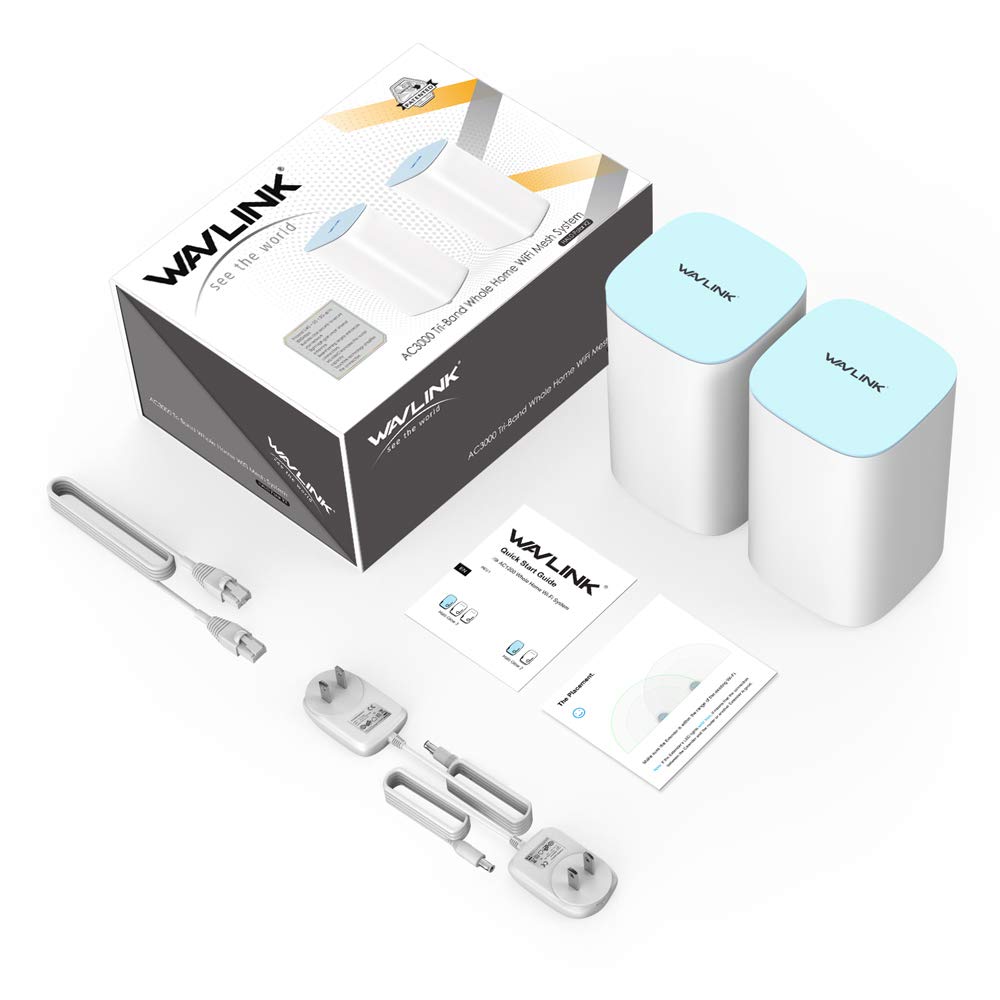 WAVLINK AC3000 Full Mesh WiFi WAVLINK Mesh WiFi Wireless LAN Router Gigabit Port 400Mbps and 5GHz867Mbps 1733Mbps Technology Supports Standards