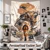 Wall Hanging Tapestry With Custom Name & Text, Naruto Decorative Tapestry For Bedroom