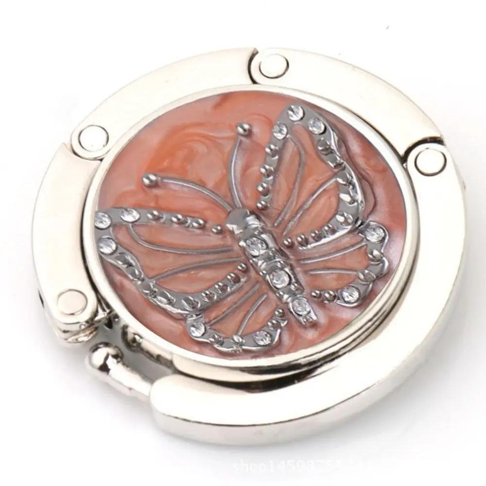 Portable Metal Purse Hook Diamond Bag Holder Folding Handbag Hanger Table Clasp Table Hanger Desk Hooks Travel Accessories