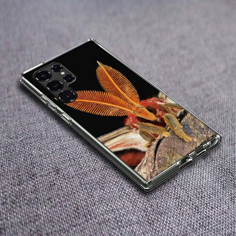 

Moth Macro Phone Case For Samsung Galaxy S24 S23 S21 S20 FE S22 S26 Ultra S25 Edge S10 Plus Cover Clear TPU Capa Shell Coque Sho Samsung S24