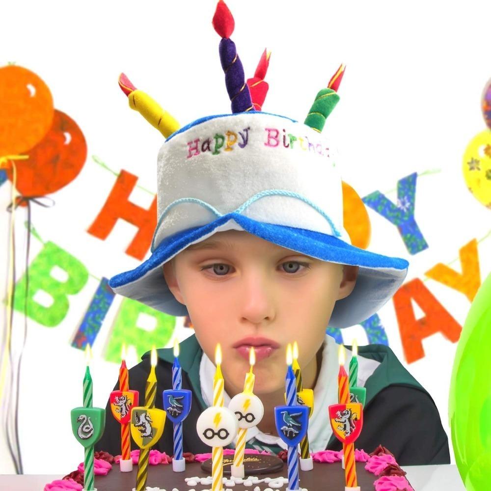 Plush Birthday Cake Hat and Glasses Set 2pcs Novelty Birthday Party Accessories for Kids Adults Happy Birthday Celebration Decor