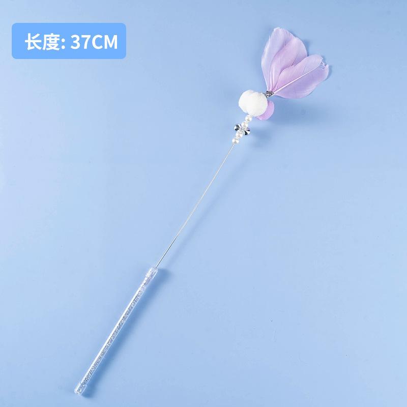 Tassel cat teaser wand, cat toy with feathers and bells, fairy cat teaser for boredom relief, interactive pet cat toy supplies