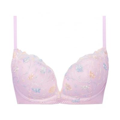 AMOSTYLE Dream Bra Slimline Love Blossoms M021 C75 Size Non-Wired (Purple)