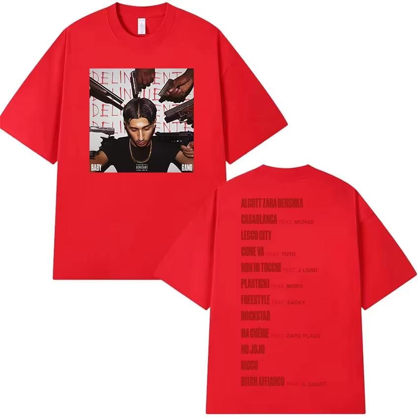 Rapper Baby Gang Album Graphic pure Cotton music Tshirt Men Retro 2026 New Summer Hip hop unisex Short sleeve shirt fan gifts