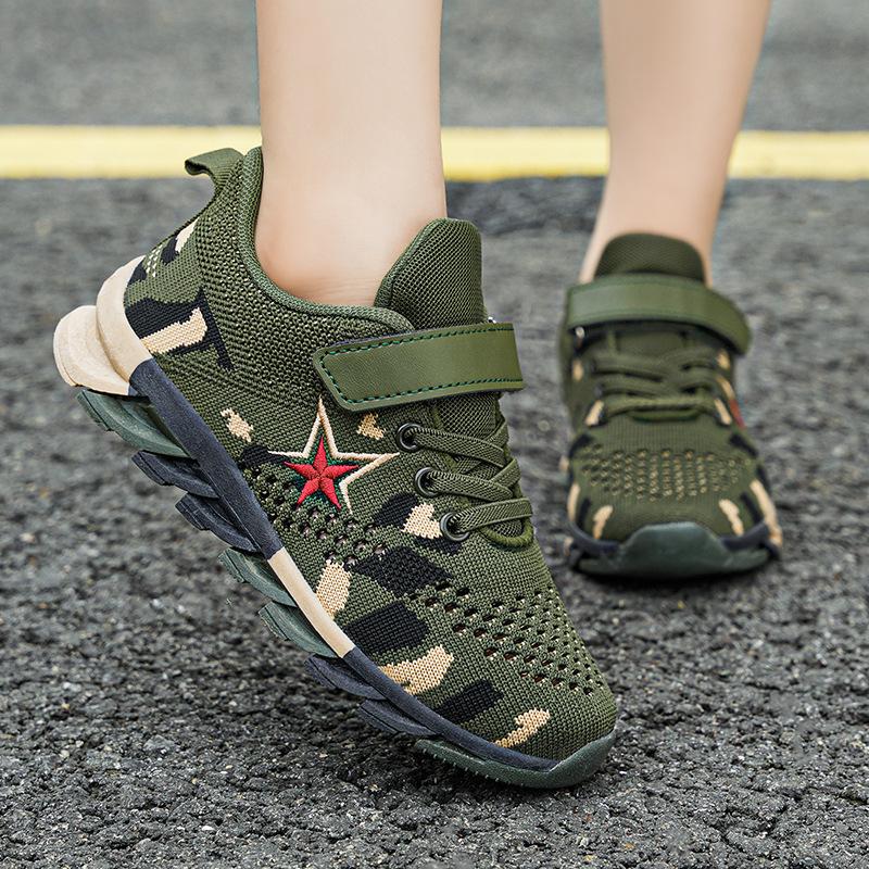 Boys' sports shoes spring and summer 2025 mesh breathable camouflage children's shoes new middle and older children's casual wear-resistant 12