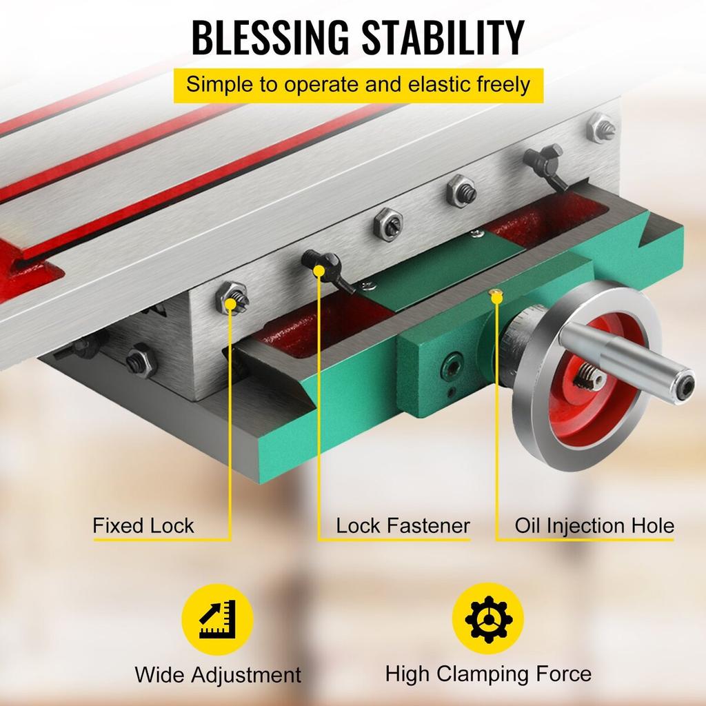 Milling Table 17.7×6.7Inch Compound Slide Milling Table 30KG Multifunction Worktable Cross Milling Machine Compound 2 Axis 4 Ways for All Drill Stands