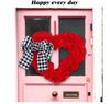Red Roses Heart-Shaped Mother's Day Wreath - Fabric Door Decoration for Spring Festivities