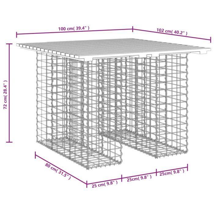 VidaXL Banc de jardin design gabion 100x102x72 cm bois de pin imprégné 834373