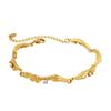Irregular Inlaid Zircon Titanium Steel Bracelet with 18K Gold Plating