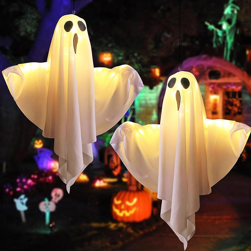 Ghost Halloween Decor Waterproof Halloween Glowing Hanging Ghost Door Decor Halloween Garden Home Decor