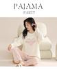 Women's Korean Style Cartoon Long Sleeve Casual Home Set with Chest Pads
