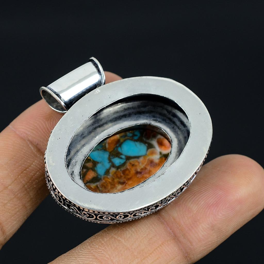 Spiny Oyster Handmade 925 Sterling Silver Jewelry Pendant 1.6" B6A03