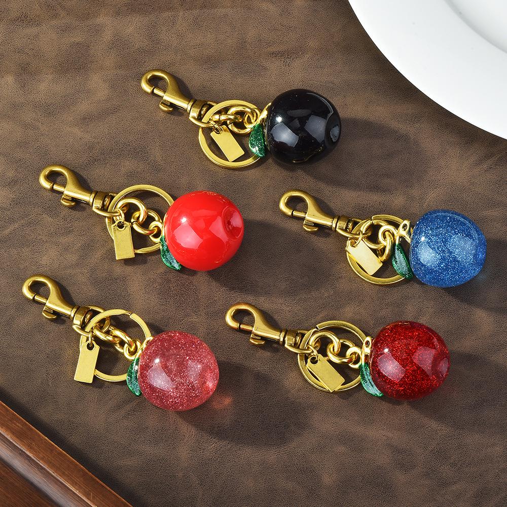 Exquisite Apple Keychain Pendant: Cute Bag Charm & Car Accessory