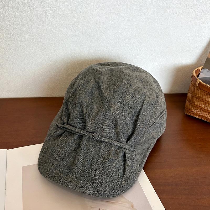 Japanischer Stil Krawattenband Leinen Schiebermütze Batik Atmungsaktiv Dünnes Barett Lässig Schirmmütze Frühling Sommer