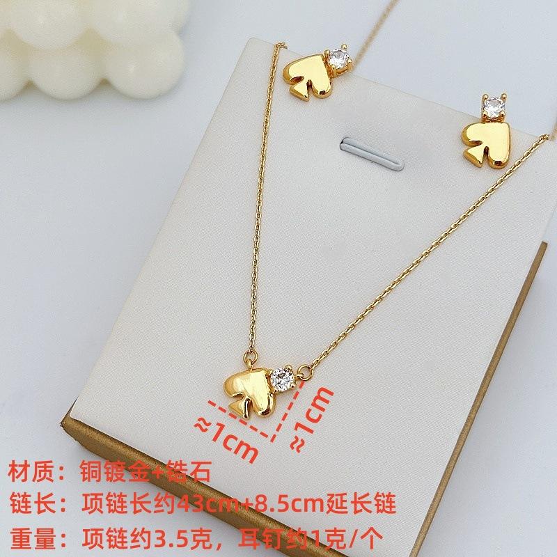 High-End Glossy Love Zircon Necklace Gentle And Elegant Temperament Niche Earrings Exquisite Versatile Necklace Women