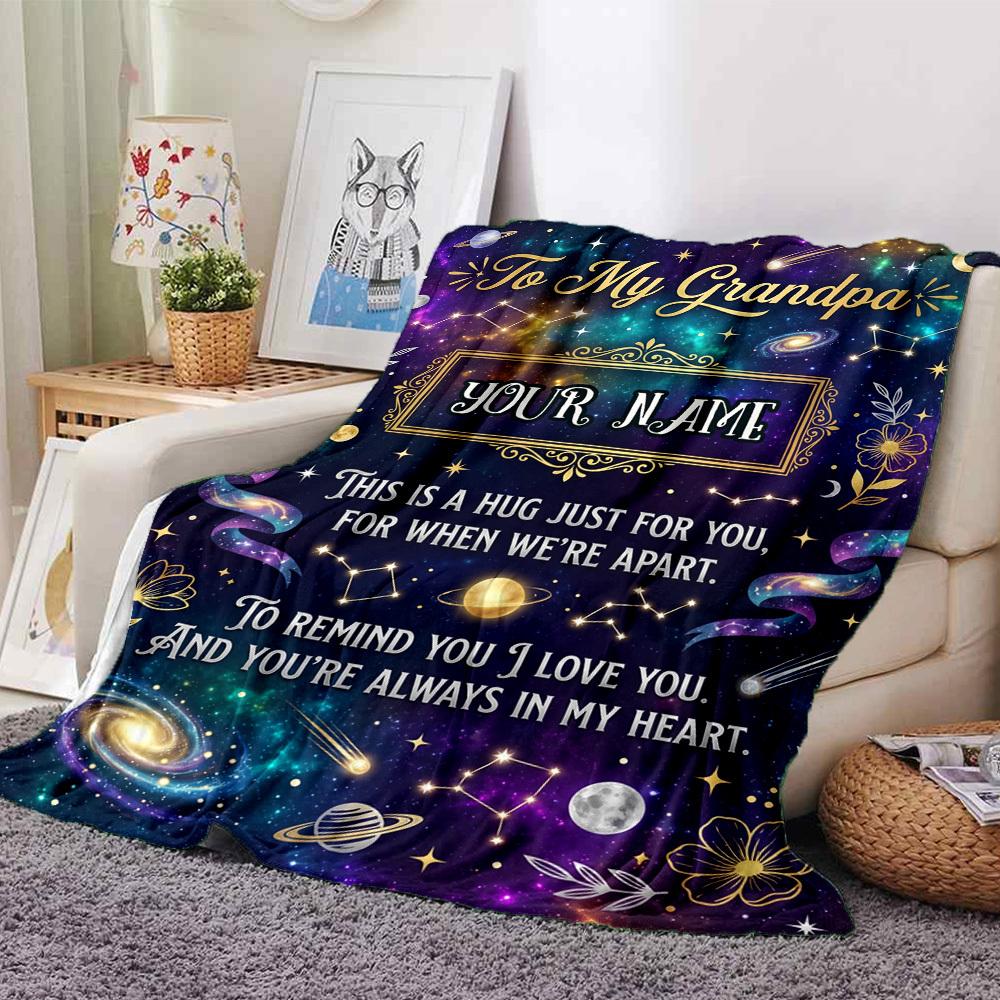 Grandpa'S Cosmic Love Blanket Warmthful Decor Great For Sofa Couch Office Bed Picnics Four Seasons Multipurpose Digital Print Birthday Christmas Gift