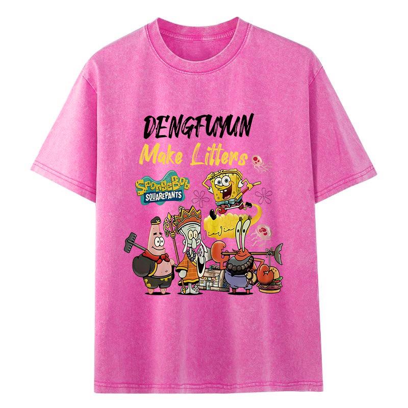 

Plus Size Women s Retro Distressed Short Sleeve Cotton T-shirt XL рожевий червоний колір