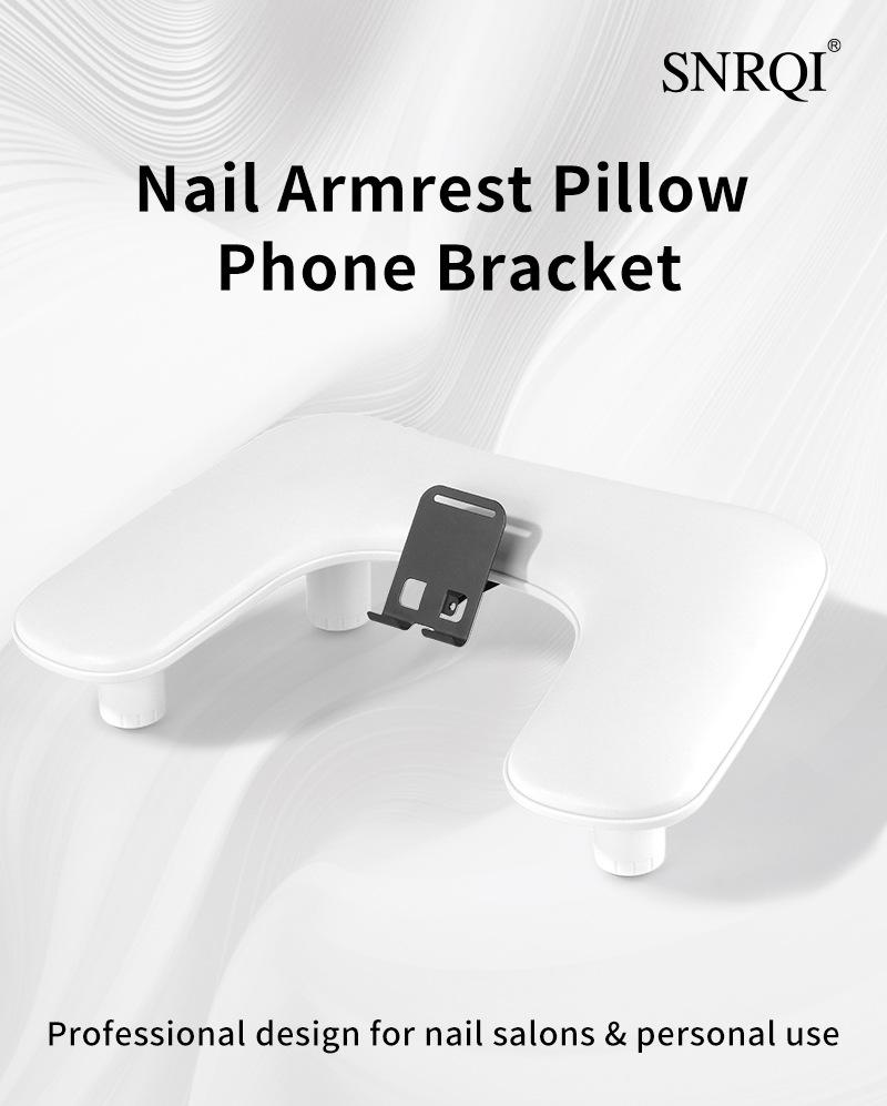 Portable U2 Nail Art Hand Rest: Detachable Stand, Inclined Design, PU Leather, Multifunctional, Height-Adjustable.