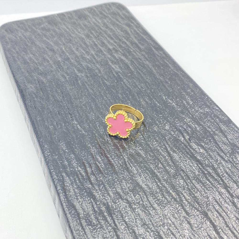 Lucky Five-Leaf Clover Adjustable Titanium Steel Ring