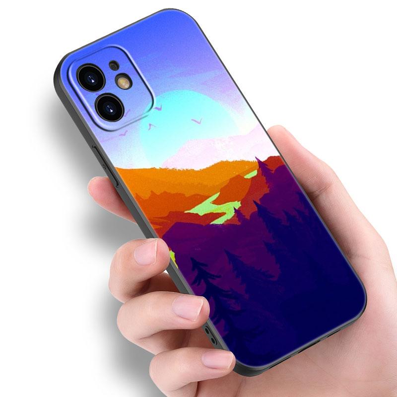 Deep Forest Firewatch Phone Case For Apple iPhone 14 13 12 Mini 11 Pro Max 7 8 XR X XS 7 8 Plus SE 2020 2022 Black Cover