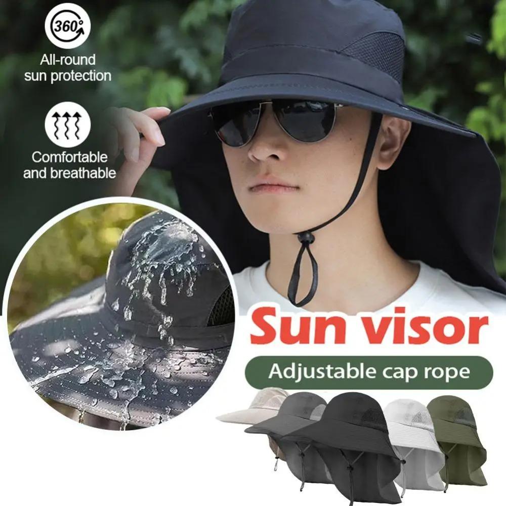 Wide Brim Sun Hat With Neck Flap For Men Women Adjustable Outdoor 11+UPF Protection Safari Cap Hiking Fishing Hat