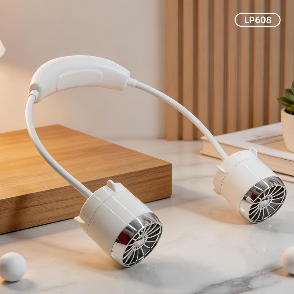 Modny mały wentylator montowany na szyi z wieloma ustawieniami prędkości, ładowanie przez USB, wentylator montowany na szyi dla leniwych, przenośny wentylator montowany na szyi