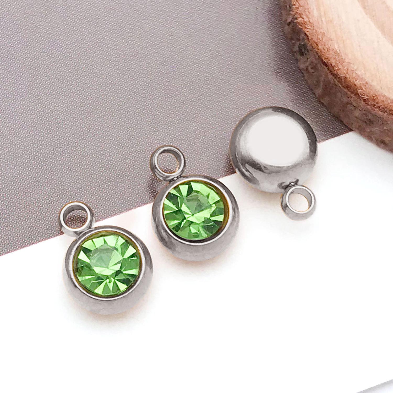 

Twelve Color Birthstone Round Titanium Steel Pendant for DIY Jewelry