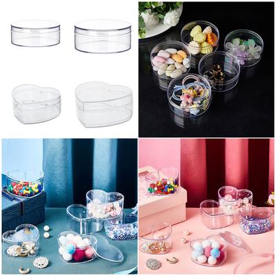 Contenitore Acrilico a Forma di Cuore/Rotondo Scatola Organizer in Acrilico Trasparente con Coperchio Scatole Contenitore a Forma di Cuore/Rotonde per Caramelle Pillole Unghie Perline