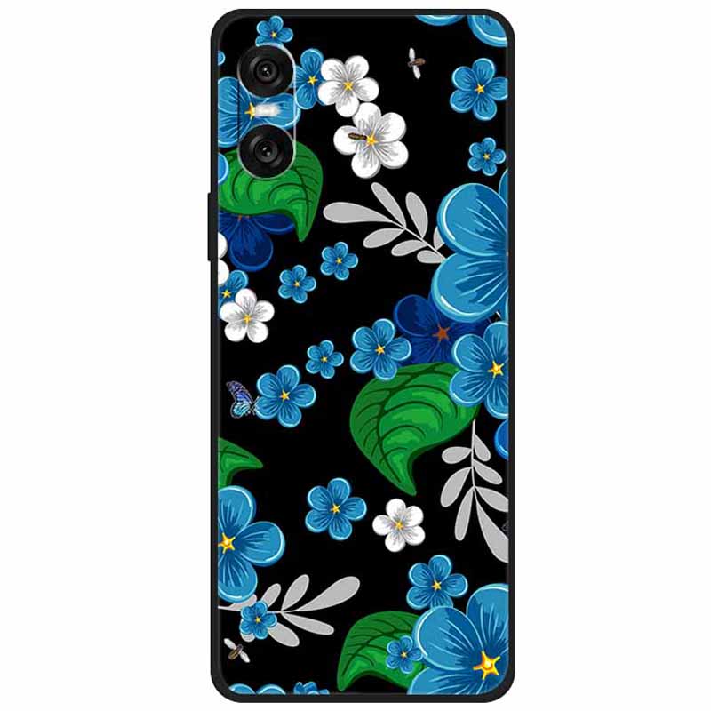 

For Sony Xperia 10 VI Case Pattern Printing Soft TPU Cell Phone Cover Blue Flower